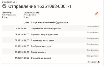 Озон - Отслеживание посылок | Postal Ninja