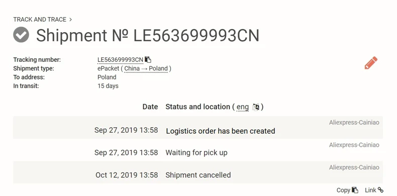 Shipment Cancelled On Aliexpress Postal Ninja